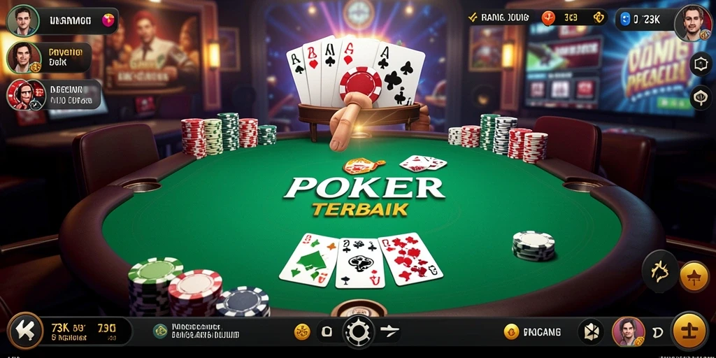 Screenshot gameplay 73K yang menunjukkan aksi Poker yang seru.