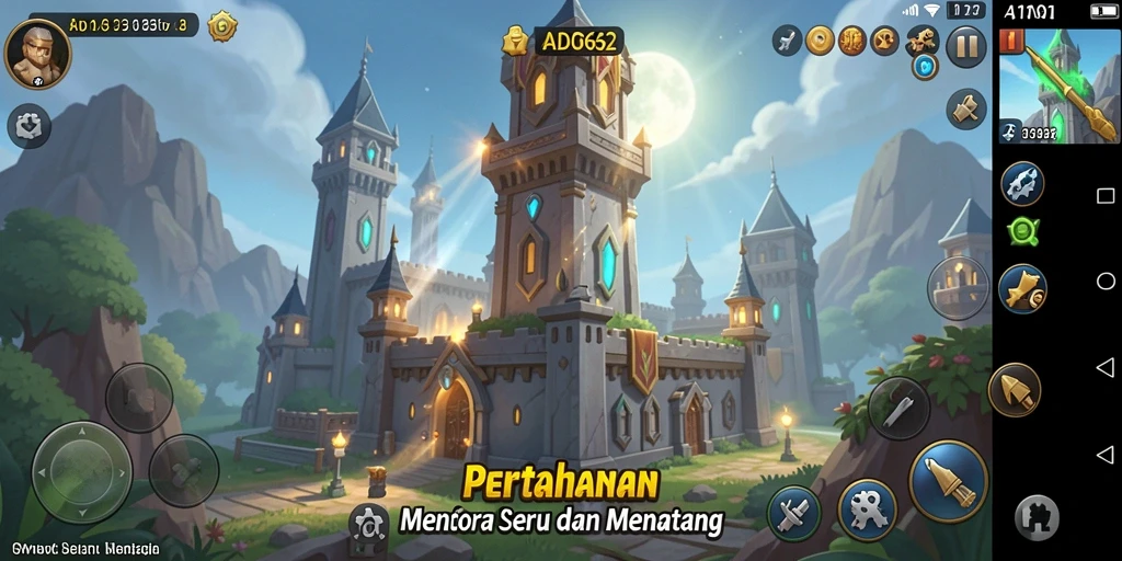 Tangkapan layar dari gameplay menara dalam ADG62 yang mendebarkan.