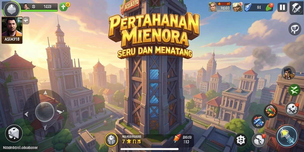 Screenshot menampilkan aksi strategis di ASIA918 Tower Defense.