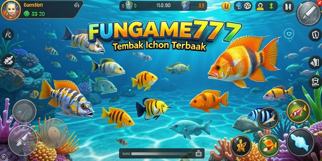Tangkapan layar FUNGAME777 menampilkan gameplay penuh aksi Tembak Ikan.