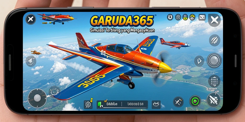 Tampilan utama gameplay GARUDA365 dengan pesawat terbang yang realistis.