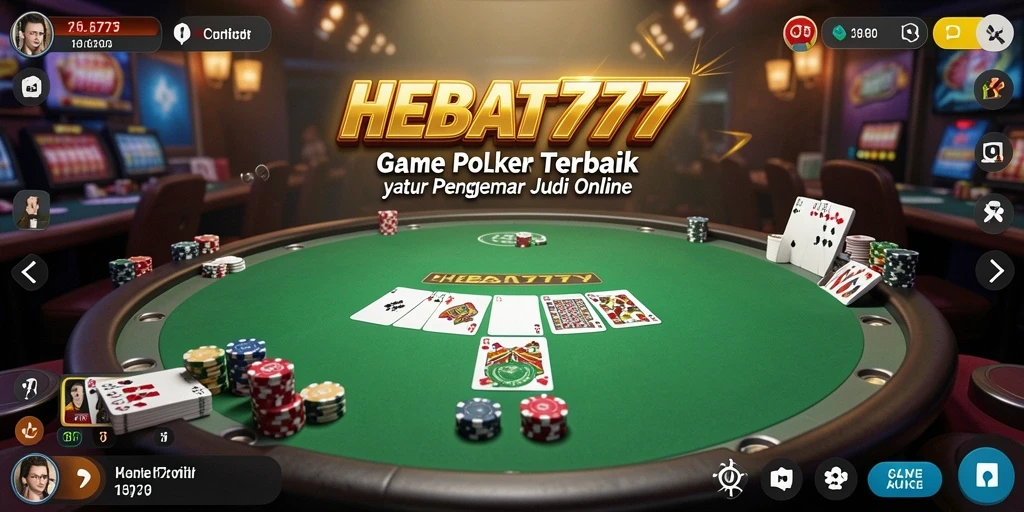 Tampilan gameplay seru HEBAT777 dengan fitur Poker menarik.