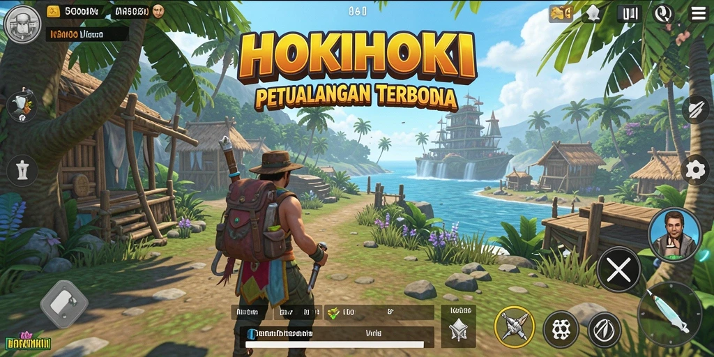 Tangkapan layar gameplay HOKIHOKI menunjukkan dunia terbuka yang memukau.