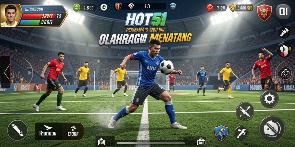 Tangkapan layar HOT51 menampilkan aksi seru dalam permainan olahraga.