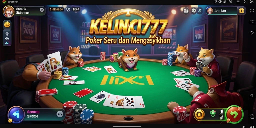 Screenshot gameplay Poker KELINCI777 yang seru dan interaktif.