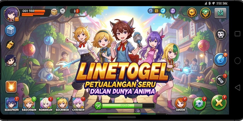 Tampilan gameplay seru dari LINETOGEL dengan karakter anime.