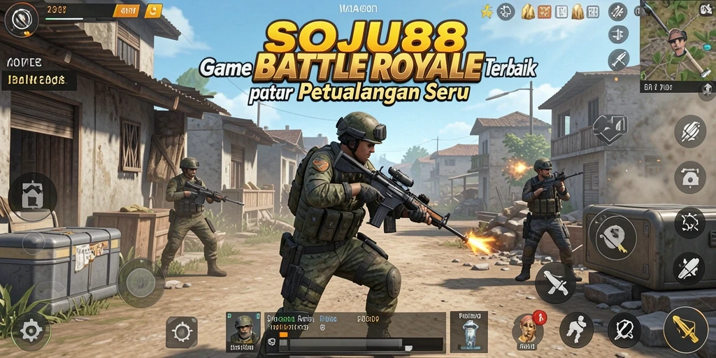 Tampilan gameplay mendebarkan dari SOJU88 dalam pertempuran Battle Royale.
