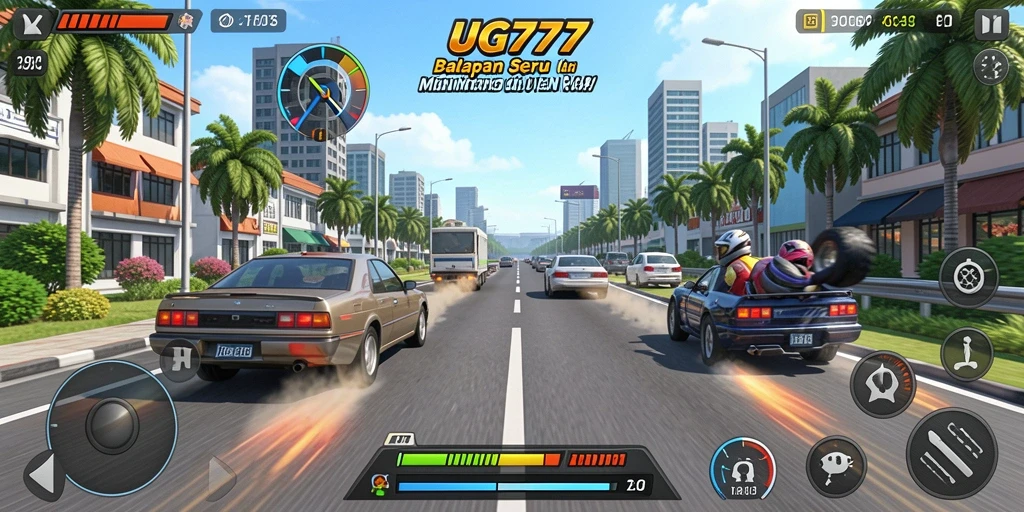 Gameplay UG777 menampilkan balapan seru di jalan raya yang menantang.
